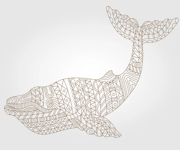 Illustration contour d'une baleine abstraite, contour sombre sur fond clair — Image vectorielle