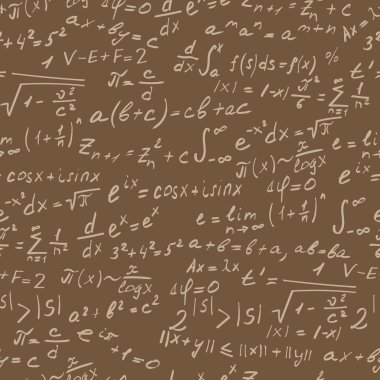 Kahverengi bir arka plan üzerinde matematiksel teoremleri, semboller ve formülleri, ışık dağılımı konu sorunsuz arka plan