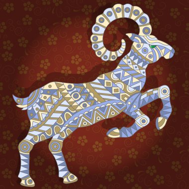 İllüstrasyon koyu bir çiçek arka plan üzerinde soyut ram ile