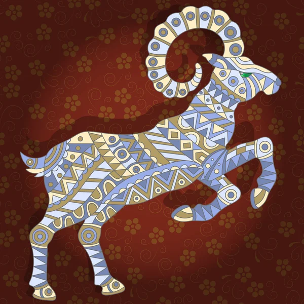 İllüstrasyon koyu bir çiçek arka plan üzerinde soyut ram ile