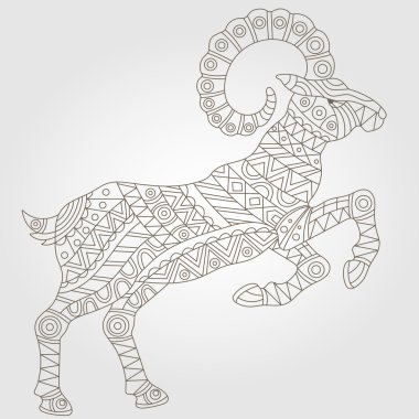 Kontur illüstrasyon soyut ram, hafif bir arka plan üzerinde koyu anahat ile