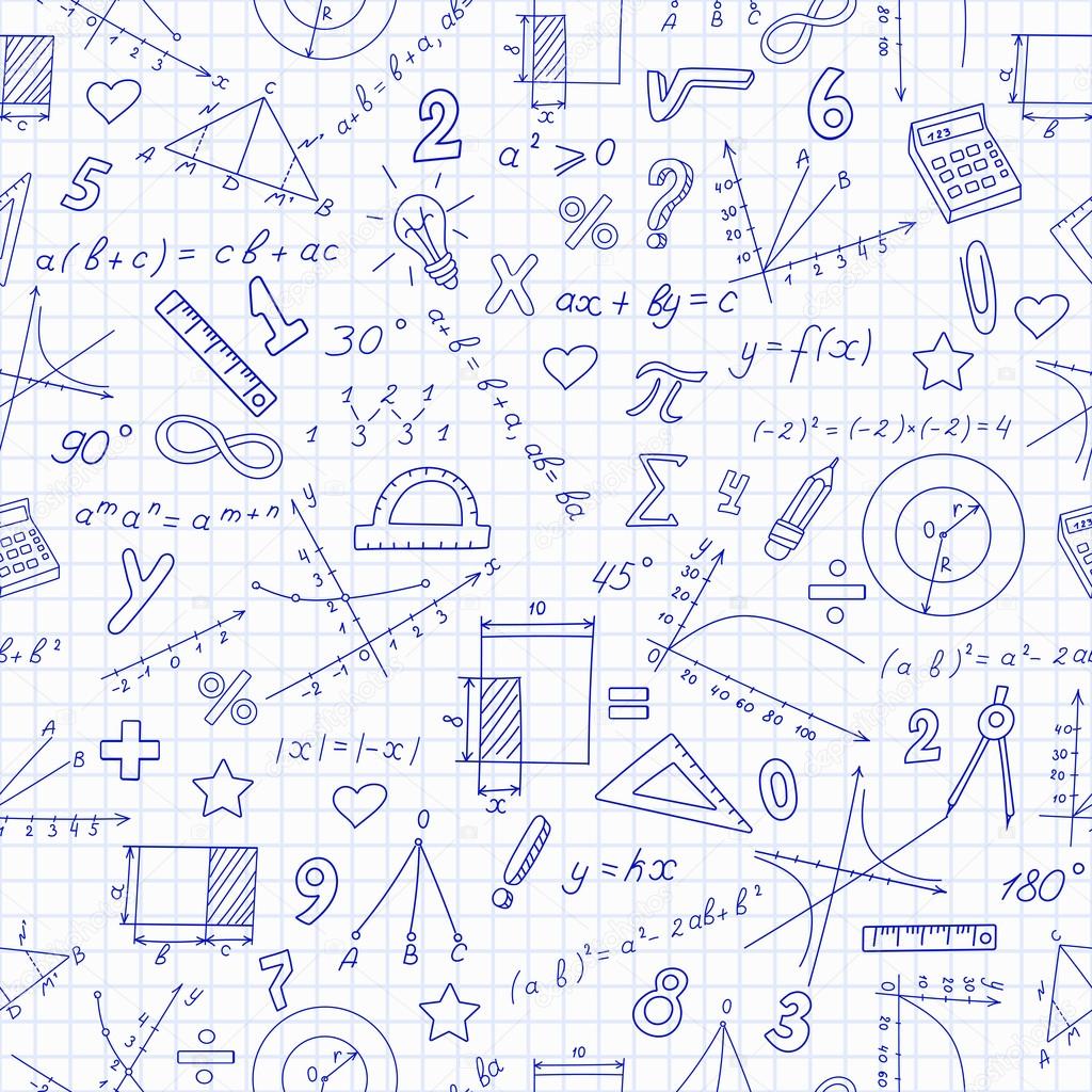 Seamless pattern with formulas and charts on the topic of mathematics ...