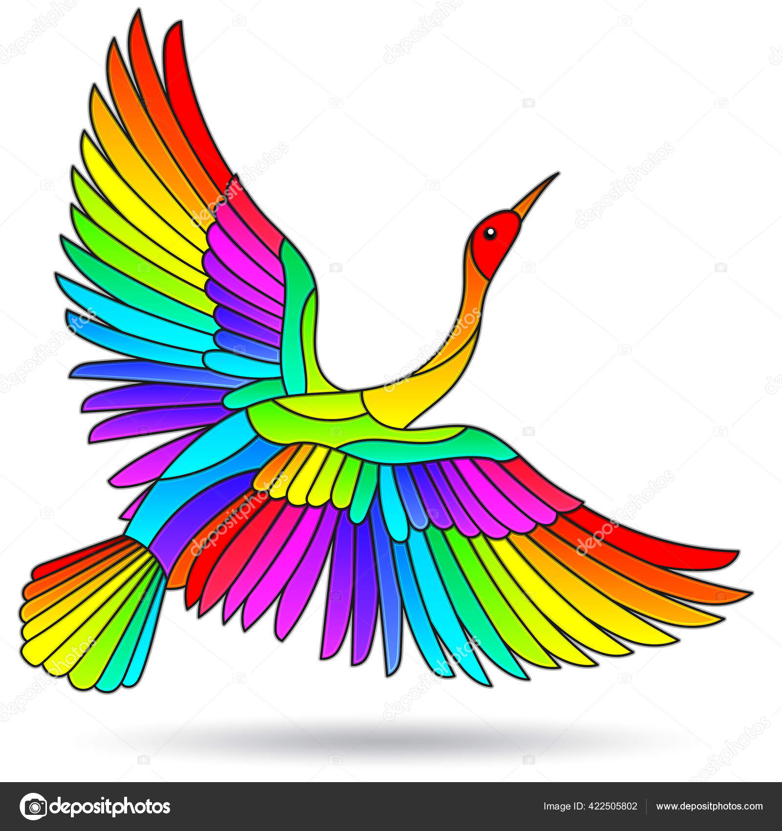 Image vectorielle Illustration Style Vitrail Avec Oiseau Volant Lumineux  Isolé Sur Fond par ©Zagory - 422505802, image size:1600x1700