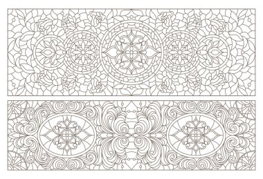 Boyalı camların dış hatlarını soyut girdaplar ve çiçeklerle, yatay yönelimle ayarla