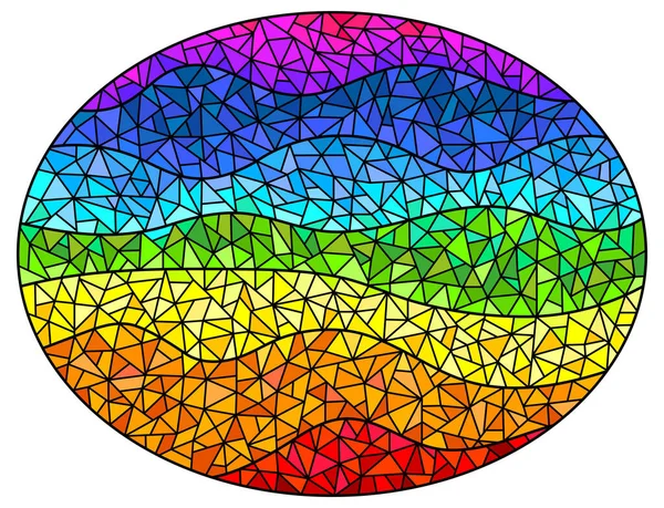 带有抽象明亮彩虹背景的彩色玻璃样式的插图 椭圆形图像 — 图库矢量图片