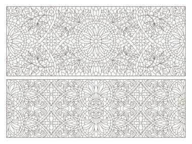 Boyalı camların dış hatlarını soyut girdaplar ve çiçeklerle, yatay yönelimle ayarla