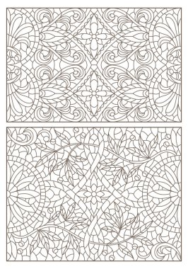 Boyalı camların dış hatlarını soyut girdaplar ve çiçeklerle, yatay yönelimle ayarla