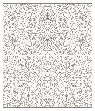 Boyalı camların dış hatlarını soyut girdaplar ve çiçeklerle, yatay yönelimle ayarla