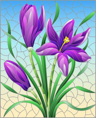 Mavi arkaplanda mor sümbül çiçekleri ve dikdörtgen şeklinde bir resim.