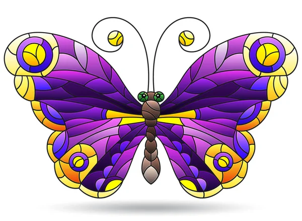 Illustration Dans Style Vitrail Avec Papillon Lumineux Animal Isolé Sur — Image vectorielle