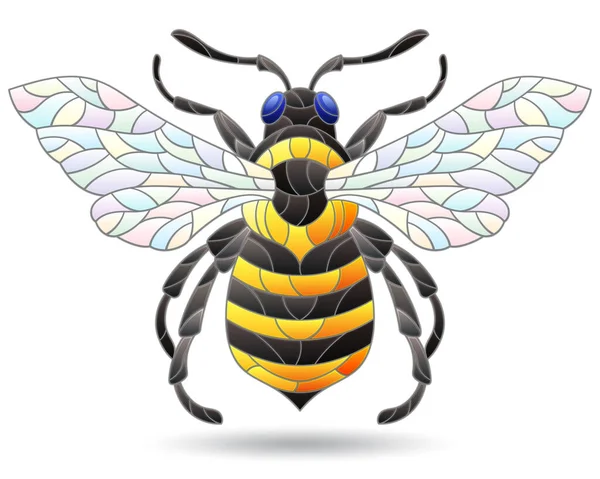 Skleněná Ilustrace Abstraktní Včelkou Zvíře Izolované Bílém Pozadí — Stockový vektor
