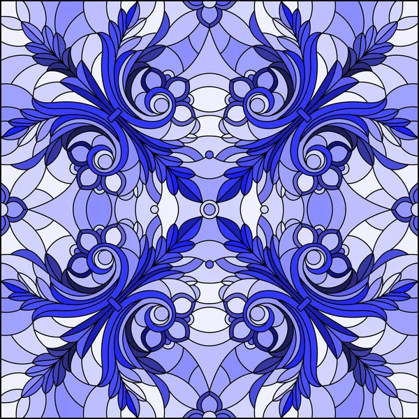 Soyut girdaplar ve açık arkaplan üzerinde yapraklar, kare yönelim, ton mavisi