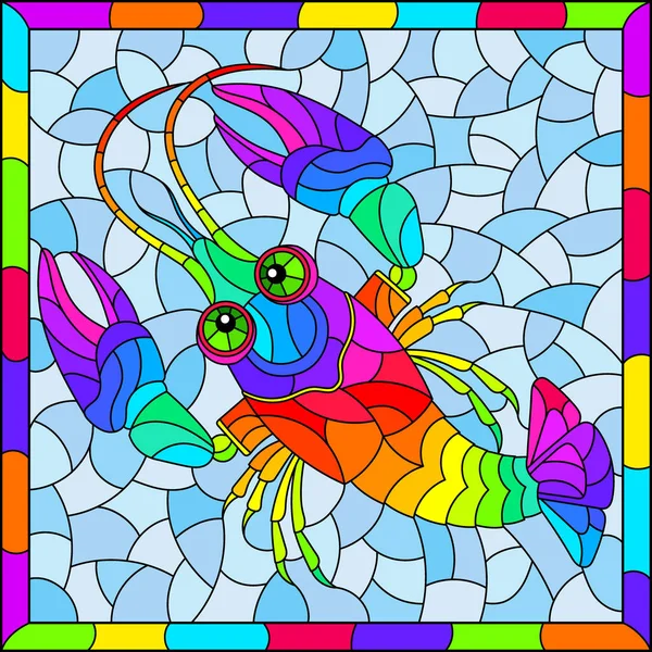 Illustrasjon Stilen Til Glassmaleri Med Lys Regnbuekreft Rektangulært Bilde Lys – stockvektor