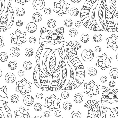 Koyu renk hatları olan kusursuz desenler ve beyaz arka planda vitray şeklinde çiçekler.