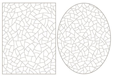 Soyut arka planlar, boyalı camlar, ince cam taklidi, beyaz arka planda koyu çizgiler, dikdörtgen ve oval görüntüler.