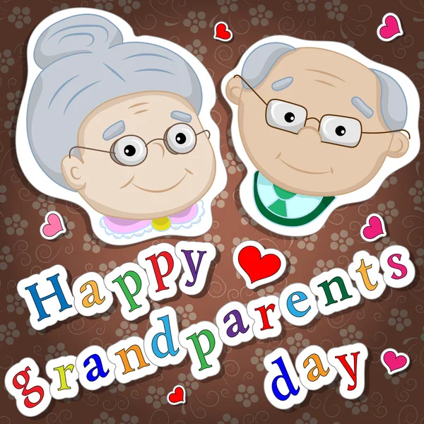 Greetings on grandparents day with the phrase and face of grandparents — Wektor stockowy