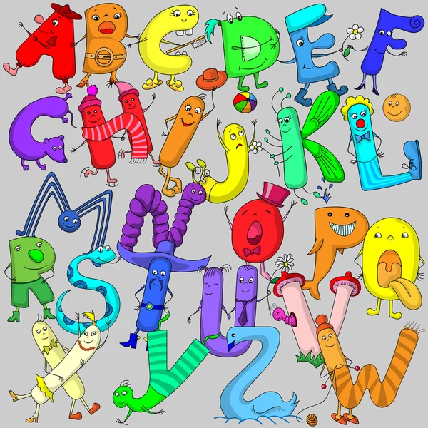 O alfabeto latino, engraçado conjunto de letras — Vetor de Stock