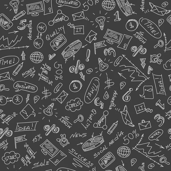 Seamless pattern on the theme of business and work in white on a dark background — Wektor stockowy