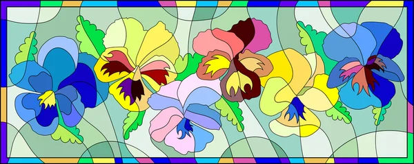 Ανοιξιάτικα λουλούδια σε χρωματισμένο γυαλί στυλ — Διανυσματικό Αρχείο