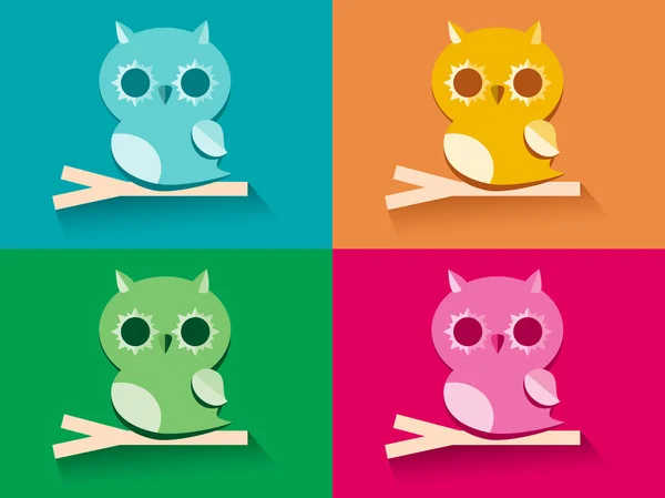 Owl Sitting On Tree Branch — Stock Vector