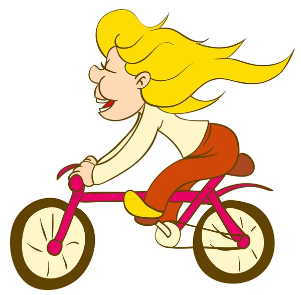 Chica en bicicleta — Vector de stock