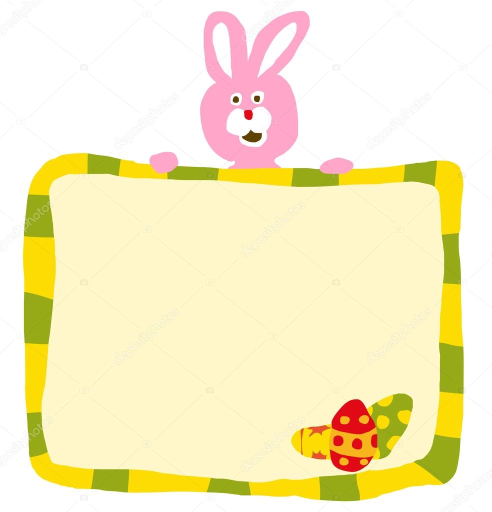 Pink Easter Rabbit With Sign