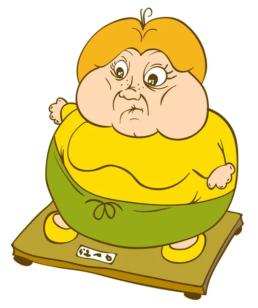Mulher gorda na balança —  Vetores de Stock