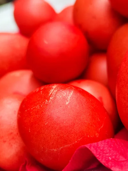 Eier Ostern Rot Bemalt — Stockfoto