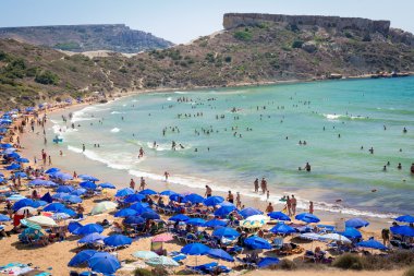 Tuffieha Bay Sandy Beach in Malta clipart