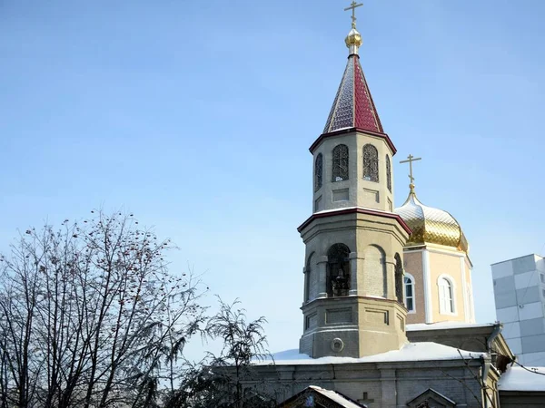 Campanario Cúpula Iglesia Del Santo Mártir Paraskeva Pyatnitsa Omsk Rusia — Foto de Stock