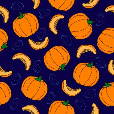 Kabak seamless modeli. mavi renkli. Olgun sebze