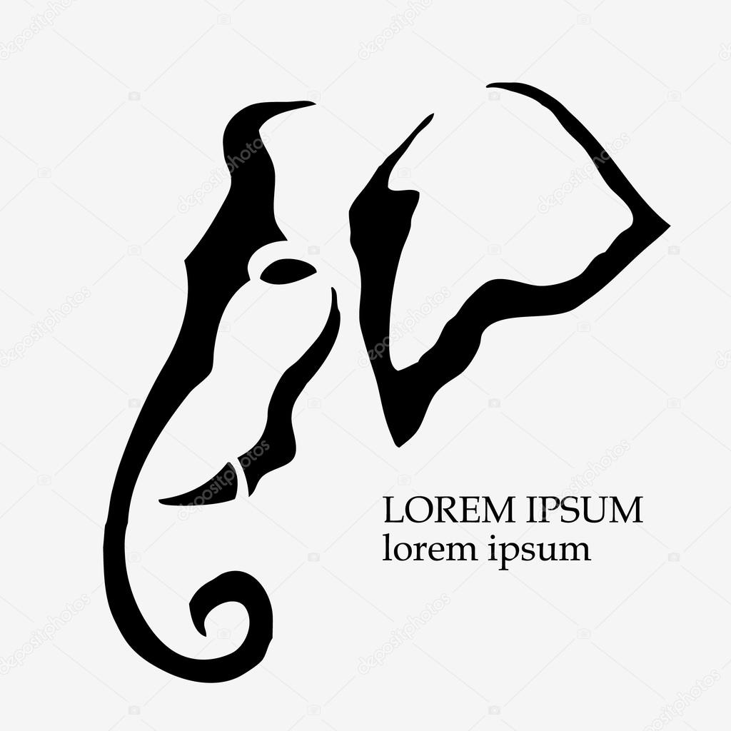 Abstract elephant logo. The head and tusks