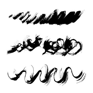 grunge fırçalar vektör ve mürekkep kümesi. soyut siyah tasarım öğeleri.