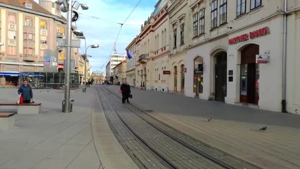 Ante Starcevic Square Osijek Croacia Durante Una Noche Primavera — Vídeo de stock