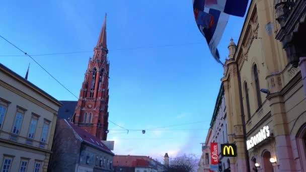 Vista Para Baixo Upanijska Street Direção Ante Starevi Square Catedral — Vídeo de Stock