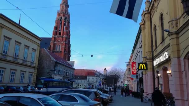 Blick Auf Die Straße Upanijska Richtung Ante Starevi Platz Und — Stockvideo