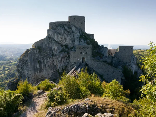 Medieval Ottoman Fortress Srebrenik Steep Rock Tower Gate Tower Wooden — Φωτογραφία Αρχείου