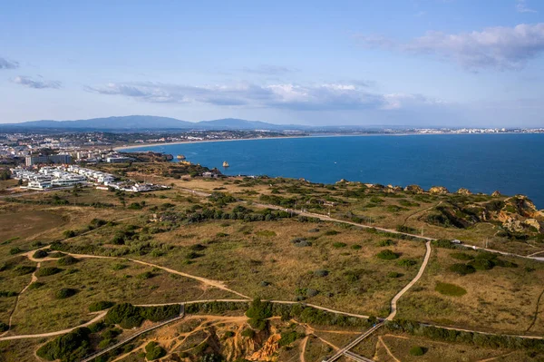 Canavial Beach Portugese Zuidelijke Gouden Kust Kliffen Uitzicht Stad Lagos — Stockfoto
