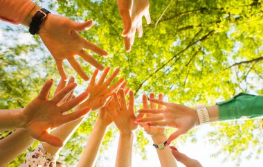 Eller gençlerin doğada, takım kavramı