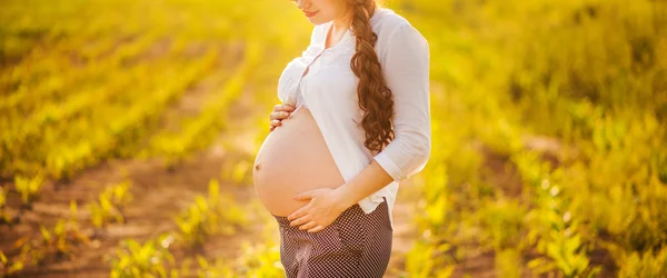 Pregnant Girl Nature — Stock Photo, Image