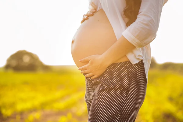 Pregnant Girl Nature — Stock Photo, Image