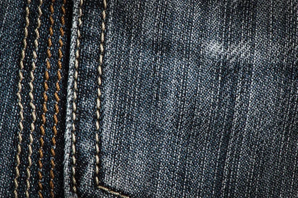 Fermer Jeans Bleu Fond Denim Texture Denim Étiquette Vêtements Serrures — Photo