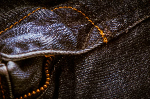 Texture Matière Des Vêtements Denim Gros Plan Jeans Bleu Fond — Photo