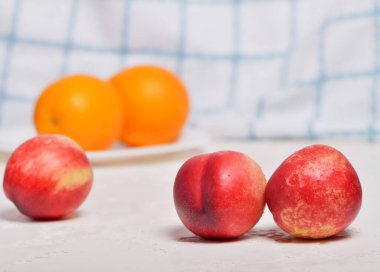 Juicy fruit vitamins are a useful food for vegans.sweet fresh nectarine fruit