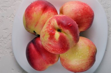 Juicy fruit vitamins are a useful food for vegans.sweet fresh nectarine fruit