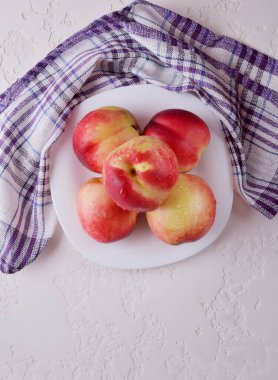 Juicy fruit vitamins are a useful food for vegans.sweet fresh nectarine fruit