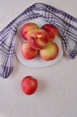 Juicy fruit vitamins are a useful food for vegans.sweet fresh nectarine fruit