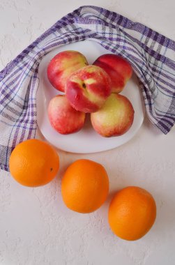 Juicy fruit vitamins are a useful food for vegans.sweet fresh nectarine fruit