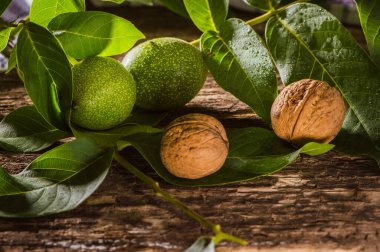 ceviz ve kırık ceviz yakın çekim.