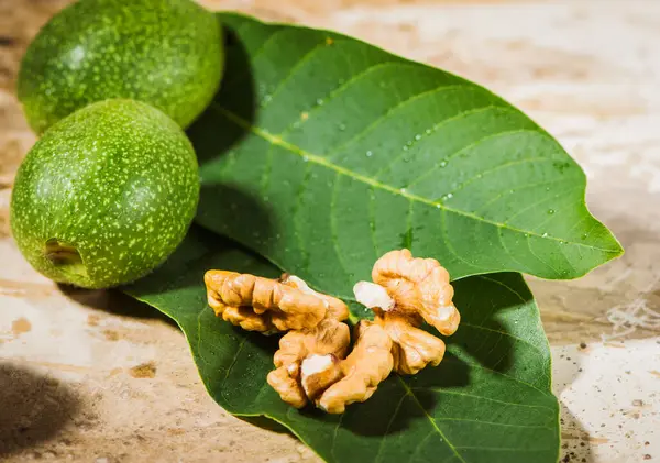 Čerstvé Vlašské Ořechy Vitamíny Jsou Užitečné Pro Zdravý Životní Styl — Stock fotografie